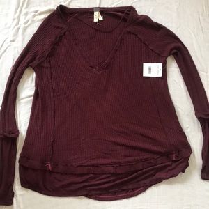 Free People wine xs cozy thermal